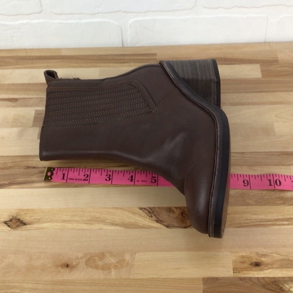 UGG maroon brown leather ankle boots chunky heeled booties rodeo southwestern 6 - Picture 10 of 15